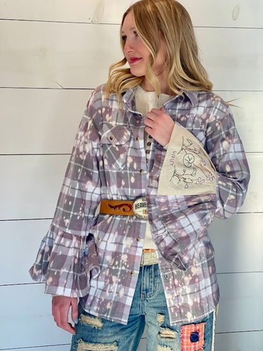 Flared Sleeve Flannel- VIOLET